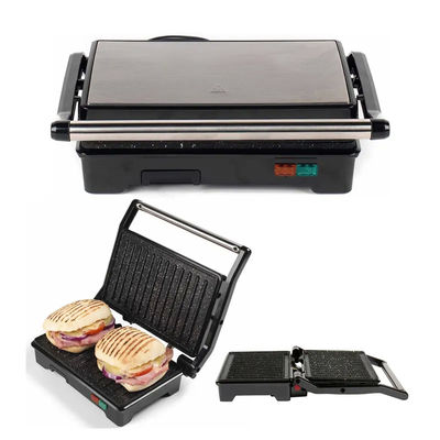 Panini Press แซนวิช เครื่องทําซานวิช เครื่องทําพื้นผิวไม่ติดกัน เครื่องทําความร้อนแบบสองตัว เครื่องทําอาหารเช้าจากสแตนเลส เครื่องทําอาหารเช้า เครื่องทําการติดต่อ เครื่องทําแกรน ไข่ชีส ไข่เบคอน สเต็ก