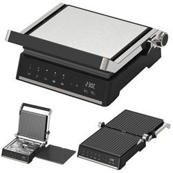 จานที่แยกออก BBQ Panini Press Grill Griddle Grill ภายในที่ไม่มีควัน LED touch screen Grill ติดต่อดิจิตอล