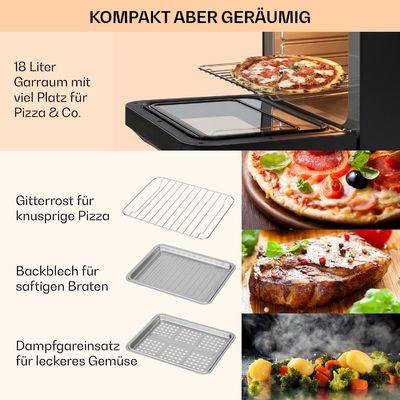 18L Dual Air Frye ด้วยสเตมและการแห้งฟังก์ชัน 2450W โตสเตอร์ Dehydrator ไม่ใช้น้ํามัน
