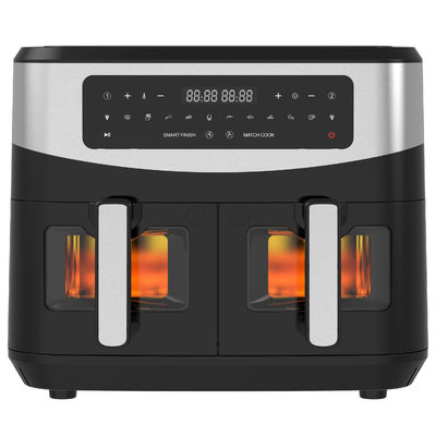 9L 2000W Smart Air Fryer Digital Double Basket With Visible Window เครื่องปรุงอากาศแบบดิจิตอลสองกระเป๋า พร้อมหน้าต่างที่เห็นได้ชัด