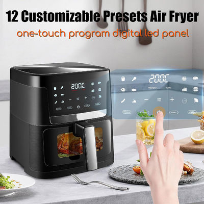 7L พร้อมหน้าต่าง สแตนเลส อากาศ Fryer เตาอบ LED หน้าจอสัมผัสสําหรับ 12 Presets ทําความสะอาดง่าย 1800w Home