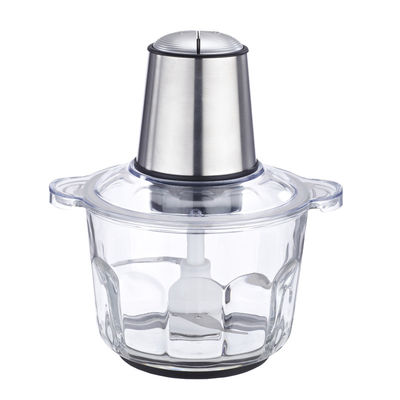 เครื่องผสมผสาน 400W ช็อปเปอร์มืออาชีพ เครื่องบดเนื้อไฟฟ้า 2L สแตนเลสแก้ว