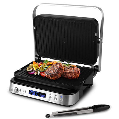 2000W ไฟฟ้าดิจิทัล ติดต่อ Grill จอ ปรับอุณหภูมิการควบคุม Knob Timer เปิด 105 180 องศา