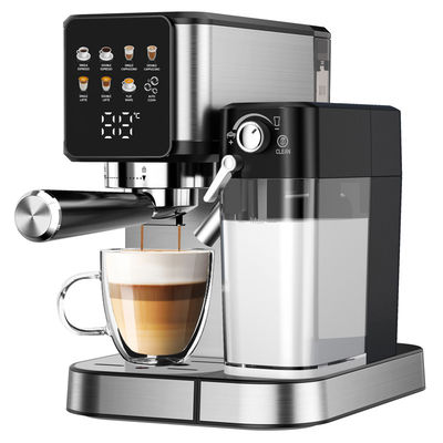 เครื่องทํากาแฟเอสเพรสโซ่เงิน พร้อมหมอกนมมือสําหรับแคปปูชิโน Latte สร้างในเครื่องบด