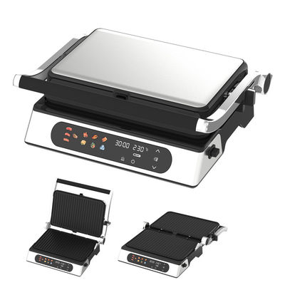 2000W ไฟฟ้าดิจิตอล Big Contact BBQ Grill ไม่มีควัน เครื่องทําอาหารที่บ้าน สามารถแยกออกได้ 4/6 ชิ้น Panini Maker