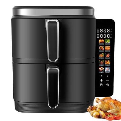 2800w ไฟฟ้า Double Stack Air Fryer ไม่ติด 6l + 6l ผิวเคลือบด้านบนด้านล่าง เครื่องทําความร้อน