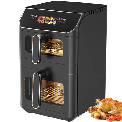 2800w ไฟฟ้า Double Stack Air Fryer ไม่ติด 6l + 6l ผิวเคลือบด้านบนด้านล่าง เครื่องทําความร้อน
