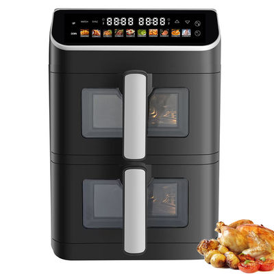 2800w ไฟฟ้า Double Stack Air Fryer ไม่ติด 6l + 6l ผิวเคลือบด้านบนด้านล่าง เครื่องทําความร้อน