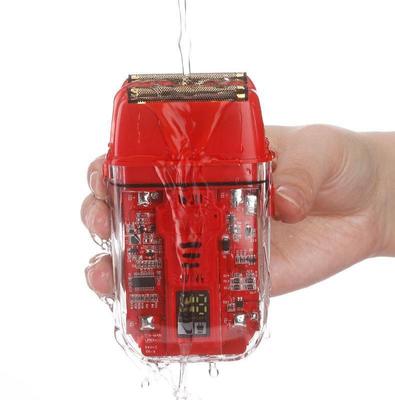 เครื่องโกนหนวดไฟฟ้าสำหรับมืออาชีพ พร้อมแบตเตอรี่ Li-Ion 600 mAh ใช้เวลาชาร์จ 1.5 ชั่วโมง และกันน้ำระดับ IPX4 สำหรับใช้กับใบหน้าและร่างกายของผู้ชาย