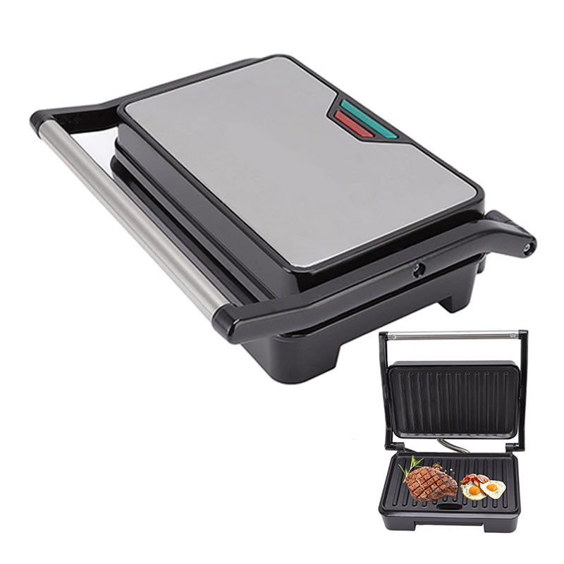 Panini Press แซนวิช เครื่องทําซานวิช เครื่องทําพื้นผิวไม่ติดกัน เครื่องทําความร้อนแบบสองตัว เครื่องทําอาหารเช้าจากสแตนเลส เครื่องทําอาหารเช้า เครื่องทําการติดต่อ เครื่องทําแกรน ไข่ชีส ไข่เบคอน สเต็ก