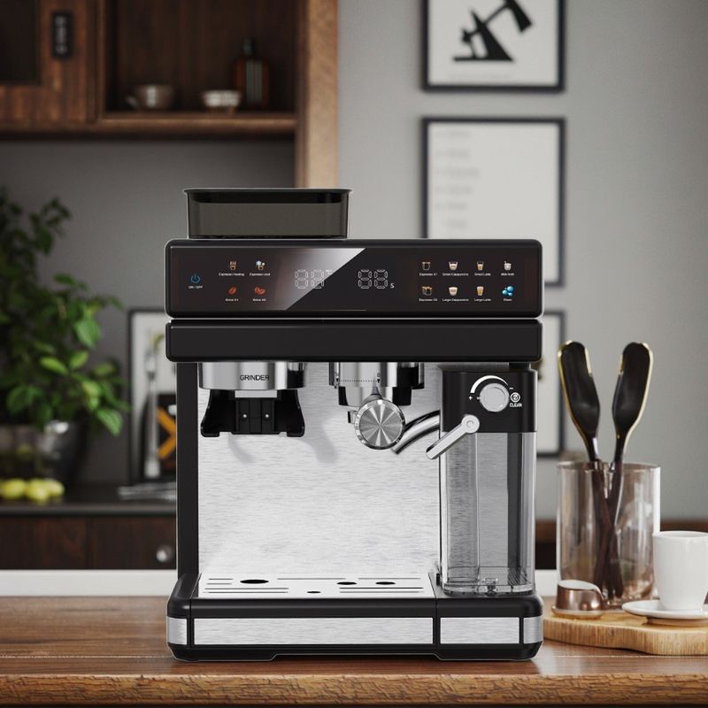 เครื่องกาแฟเอสเพรสโซ่ไฟฟ้ามืออาชีพ พลังงาน 15/20bar ปั๊มแรงกดดัน Cappuccino Latte Grinder ผลิตจากพลาสติกทนทาน