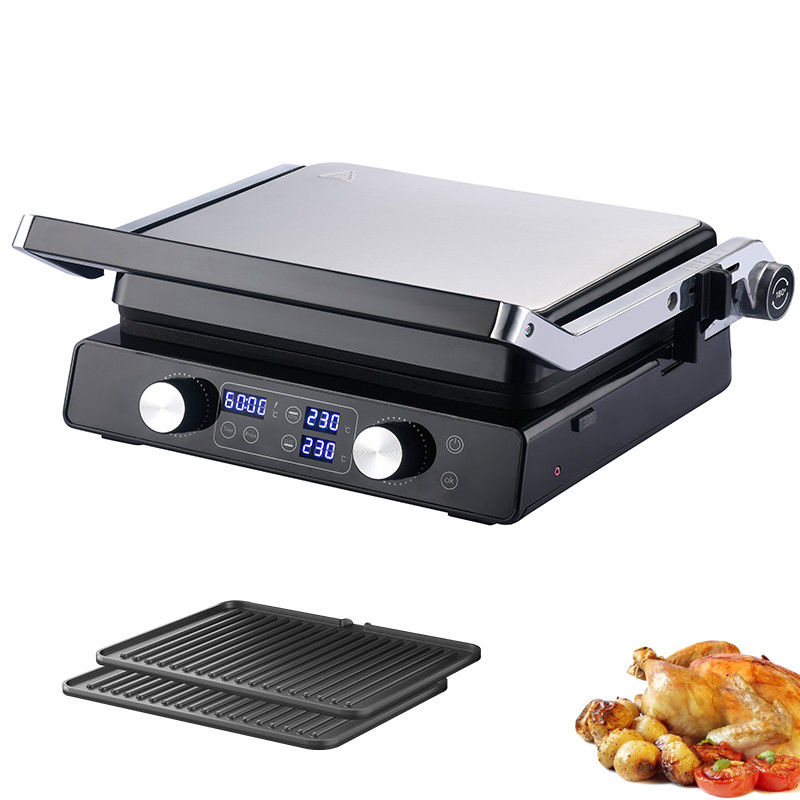 2000W ไฟฟ้าดิจิทัล ติดต่อ Grill จอ ปรับอุณหภูมิการควบคุม Knob Timer เปิด 105 180 องศา