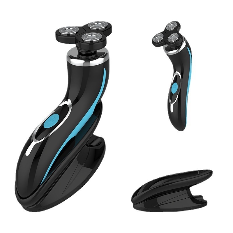 เครื่องโกนไฟฟ้าสําหรับผู้ชายแบบพกพา พร้อมใบมีดเหล็กไร้ขัด และมือพลาสติกสําหรับใช้ในใบหน้า