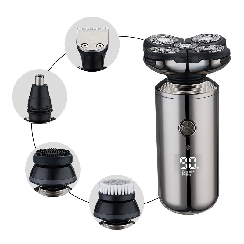 ANBOLIFE เครื่องโกนอิเล็กทรริคแบบชาร์จใหม่ 5 ด้าน มีหน้าจอดิจิตอล ใช้ไฟ USB และอะไหล่ฟรีสําหรับผู้ชาย