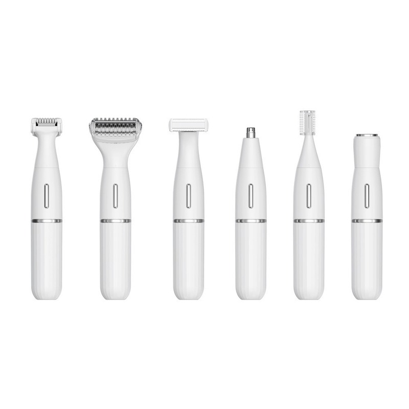 ชุดเครื่องโกนหนวดไฟฟ้าอเนกประสงค์หก-ใน-หนึ่ง พร้อมชาร์จ USB กันน้ำได้เต็มที่ สำหรับการตกแต่งคิ้วและการใช้งานในครัวเรือน